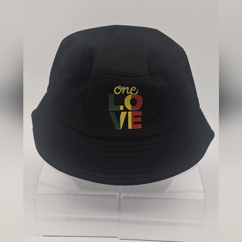 "One Love" Black Bucket Hat 22"